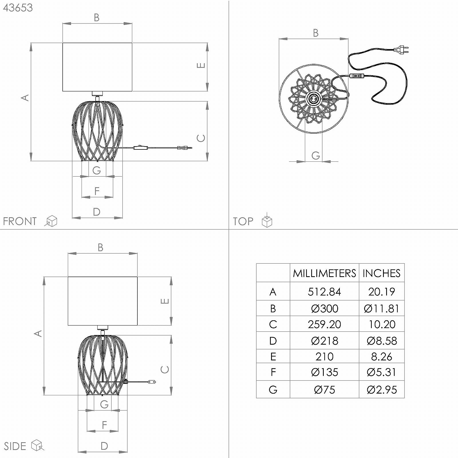 Настільна лампа EGLO Nimlet Скандинавський стиль Текстиль та Метал E27 Чорна, фото №5