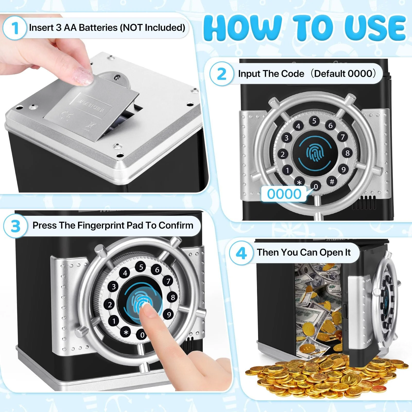 Скарбничка-сейф Safe Електронна з кодом та кермом, фото №5