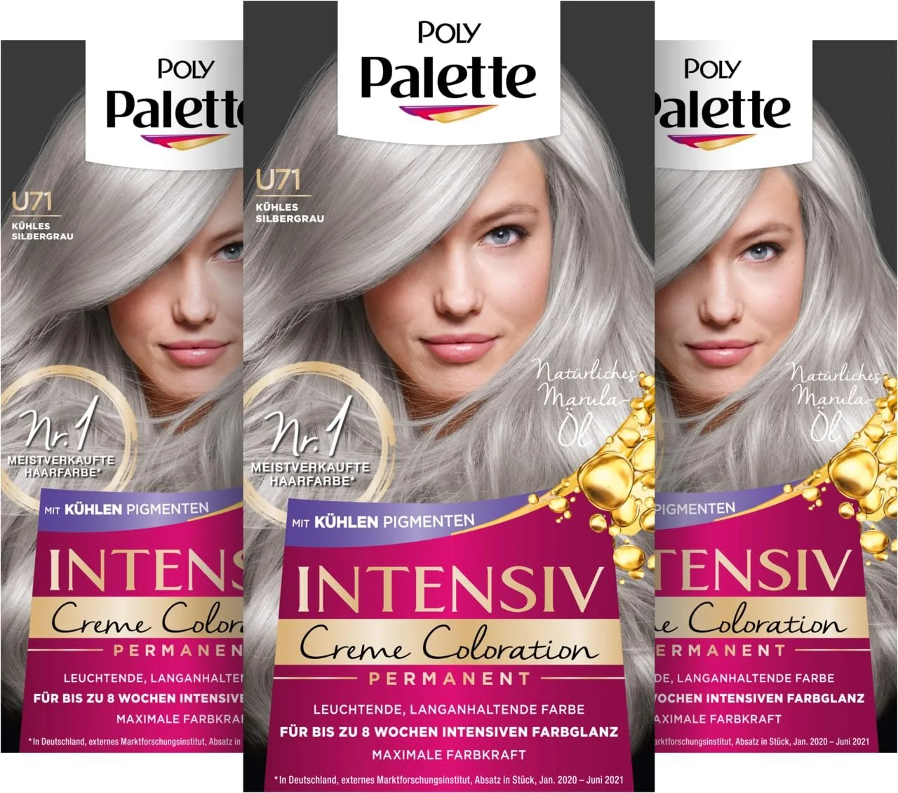 Крем-краска для волос Schwarzkopf Poly Palette Intensive Cream Colouration U71 Cool Silver Grey, 3 x 128 мл, фото №1 Крем-краска для волос Schwarzkopf Poly Palette Intensive Cream Colouration U71 Cool Silver Grey, 3 x 128 мл, фото №1