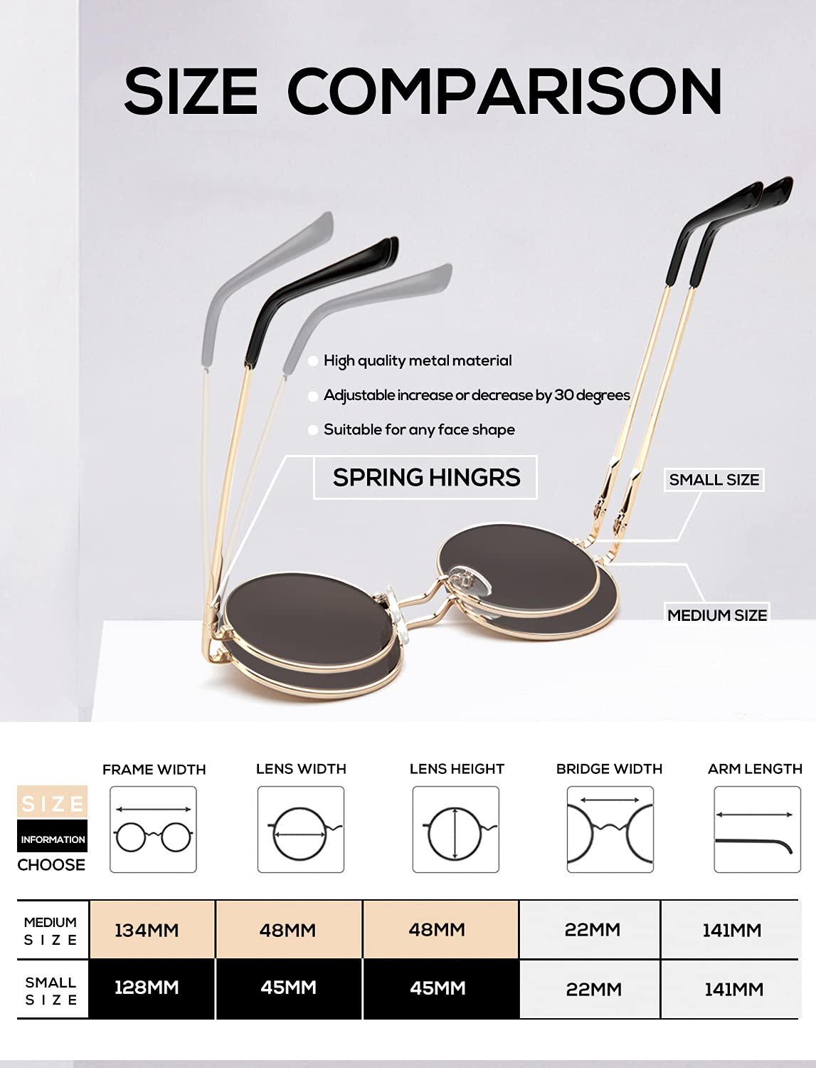 Круглі сонцезахисні окуляри KALIYADI Поляризовані Стильні Ретро окуляри для водіння із захистом UV 400, фото №3