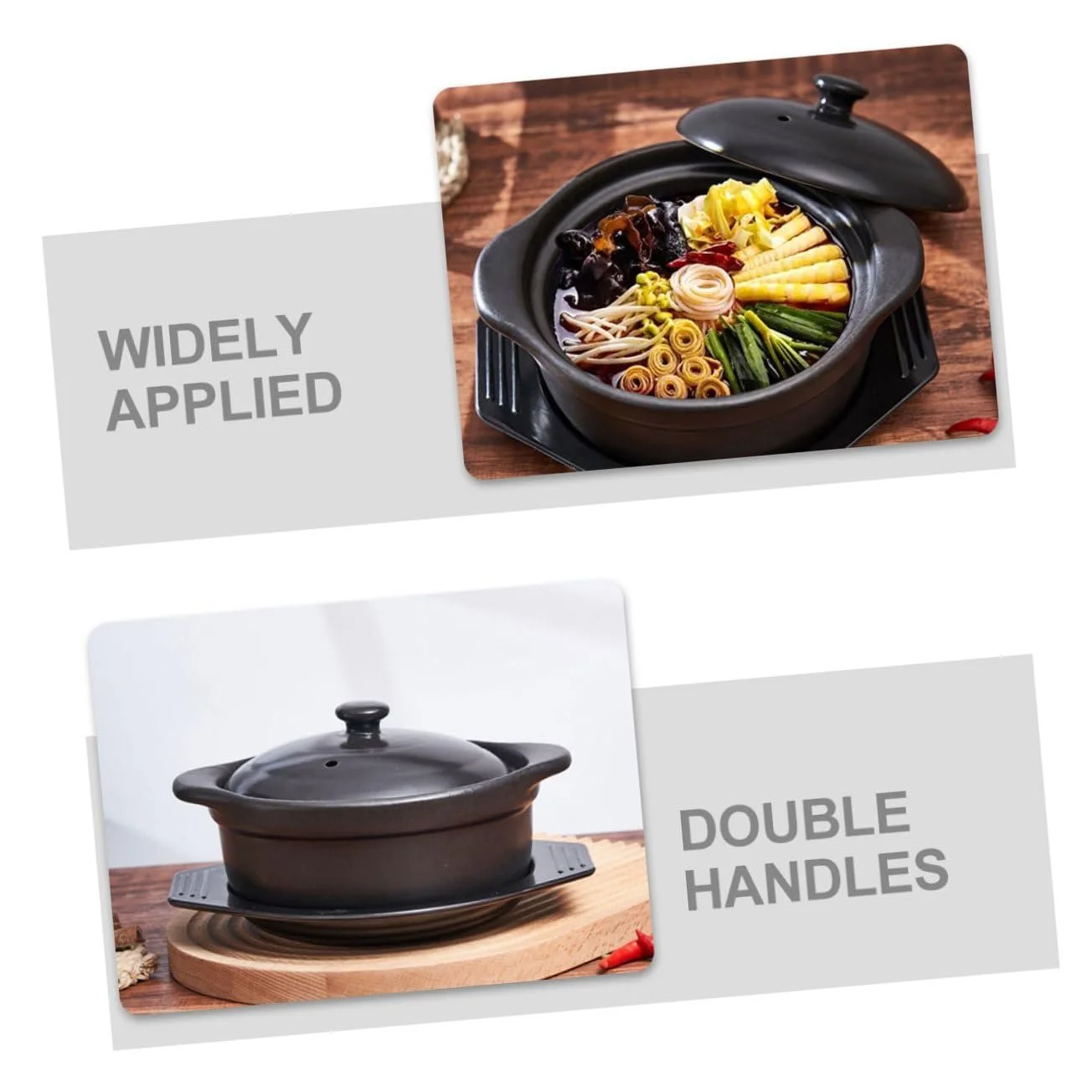 Керамическая кастрюля Lurrose с крышкой термостойкая 1,26 л, фото №7