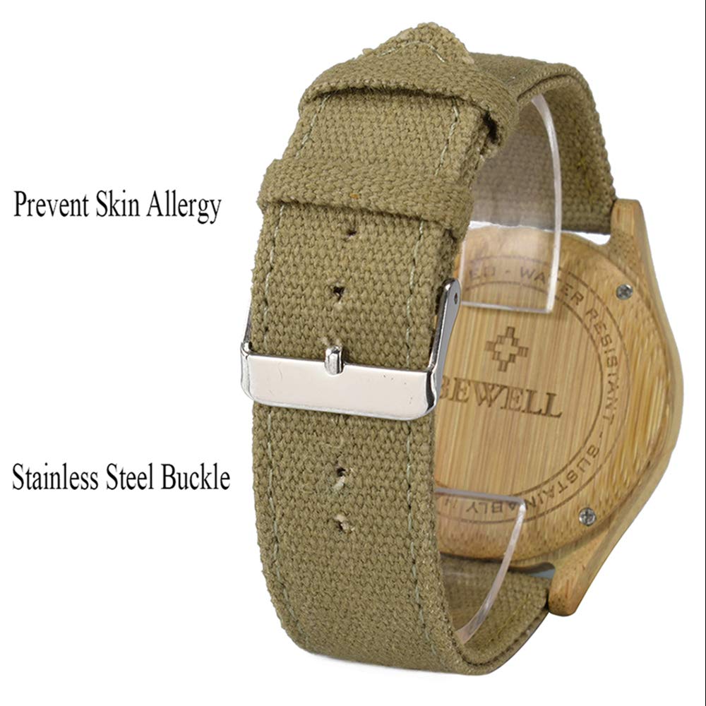 Часы BEWELL W134A Унисекс Деревянные Аналоговые Японский Кварцевый Механизм с Нейлоновым Ремешком, фото №4