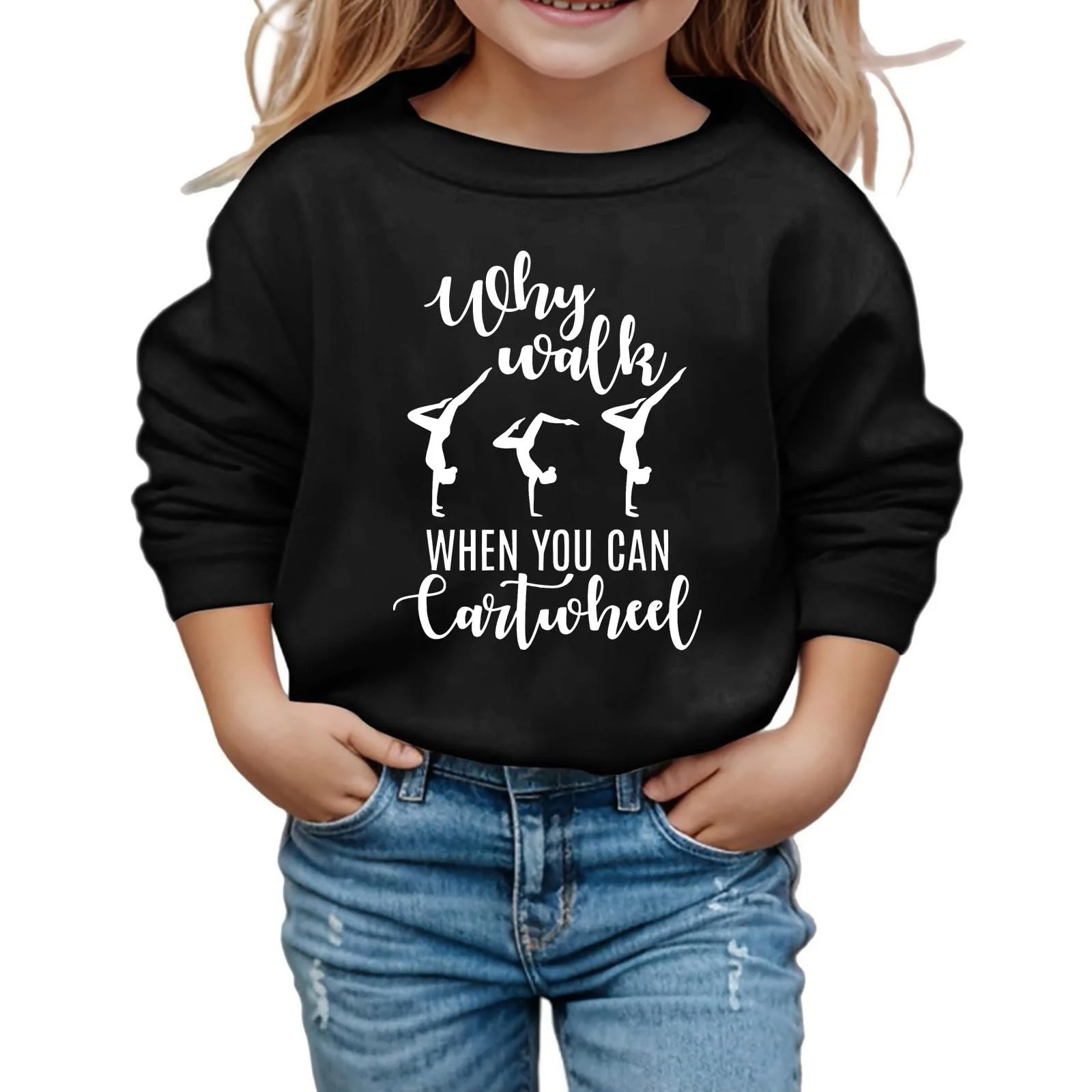 Свитшот для девочки с принтом букв, круглым вырезом и длинными рукавами, размер 140, фото №1