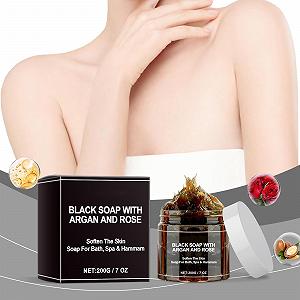 Відлущувальний гель для душу Black Soap Argan and Rose глибоке очищення зволожуючий пом'якшувальний живильний натуральний 1 шт. synthetic.ua - Фото 1