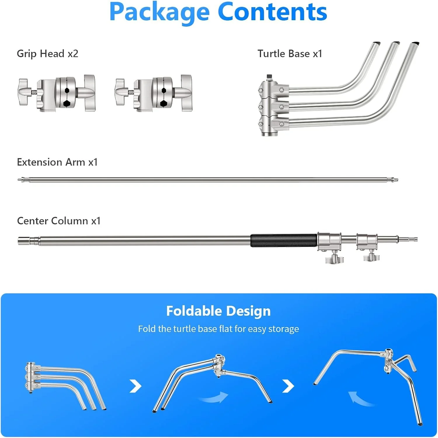 Штатив для студійного світла/софтбоксу NEEWER Pro ST-C-CB Срібний, фото №8 Штатив для студійного світла/софтбоксу NEEWER Pro ST-C-CB Срібний, фото №8