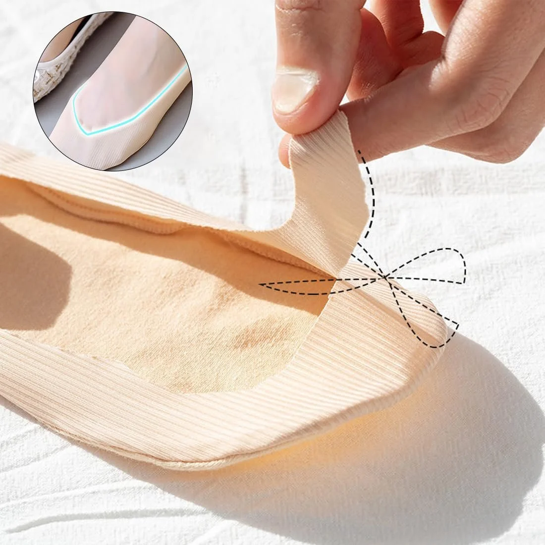 Носки-следки Женские Хлопковые Нейлоновые С Силиконом 3 пары черные, фото №4