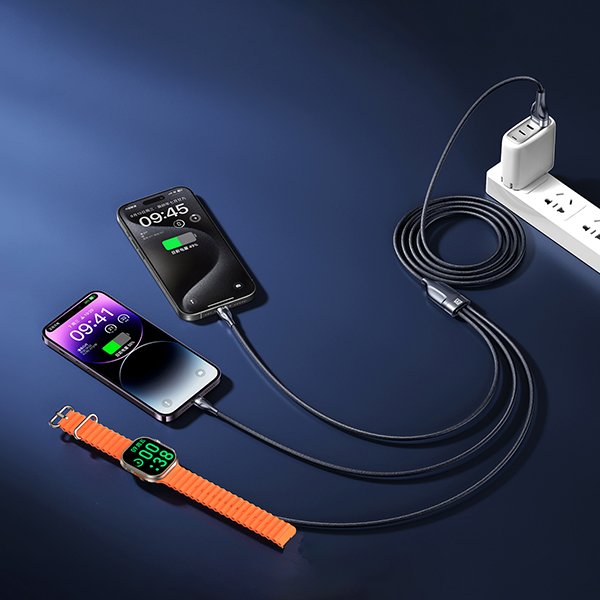 Кабель для зарядки 3в1 REMAX RC-C169 USB-A-Type-C+Lightning+Wireless Charge 1,2м Чорний, фото №3