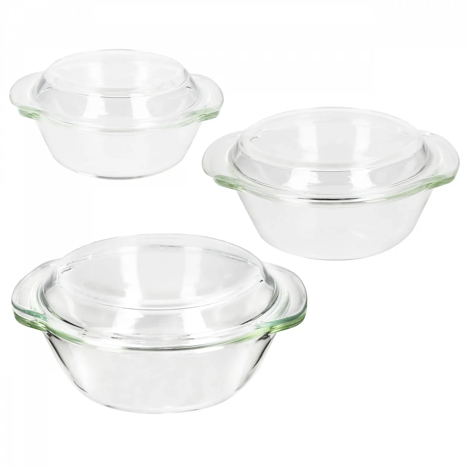 Набір форм для запікання MamboCat 3 предмети 0,7 л, 1 л та 1,5 л з кришками, круглі, боросилікатне скло, фото №4