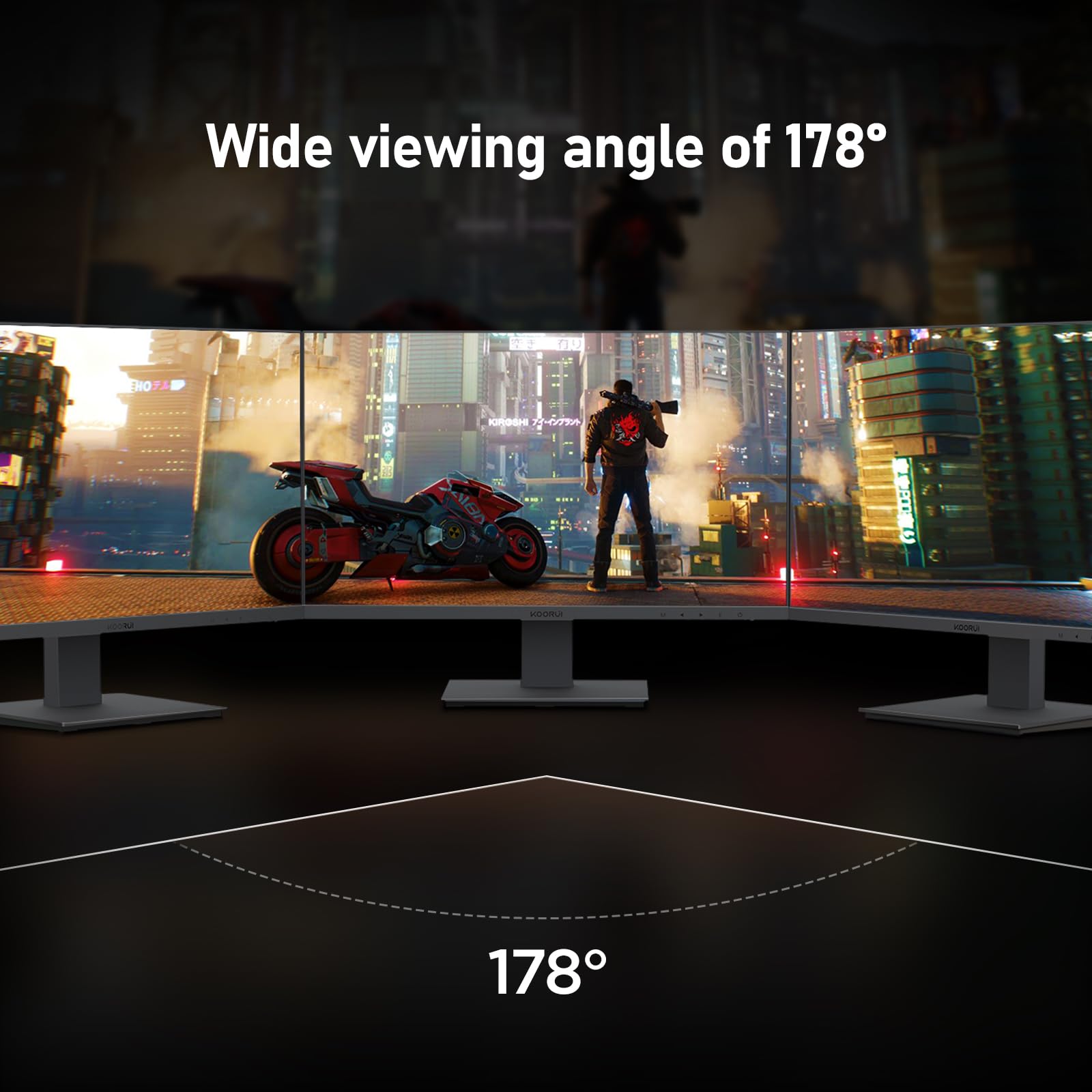 Монітор KOORUI Gaming 24 дюйми FHD 100 Hz VA AdaptiveSync Чорний, фото №5