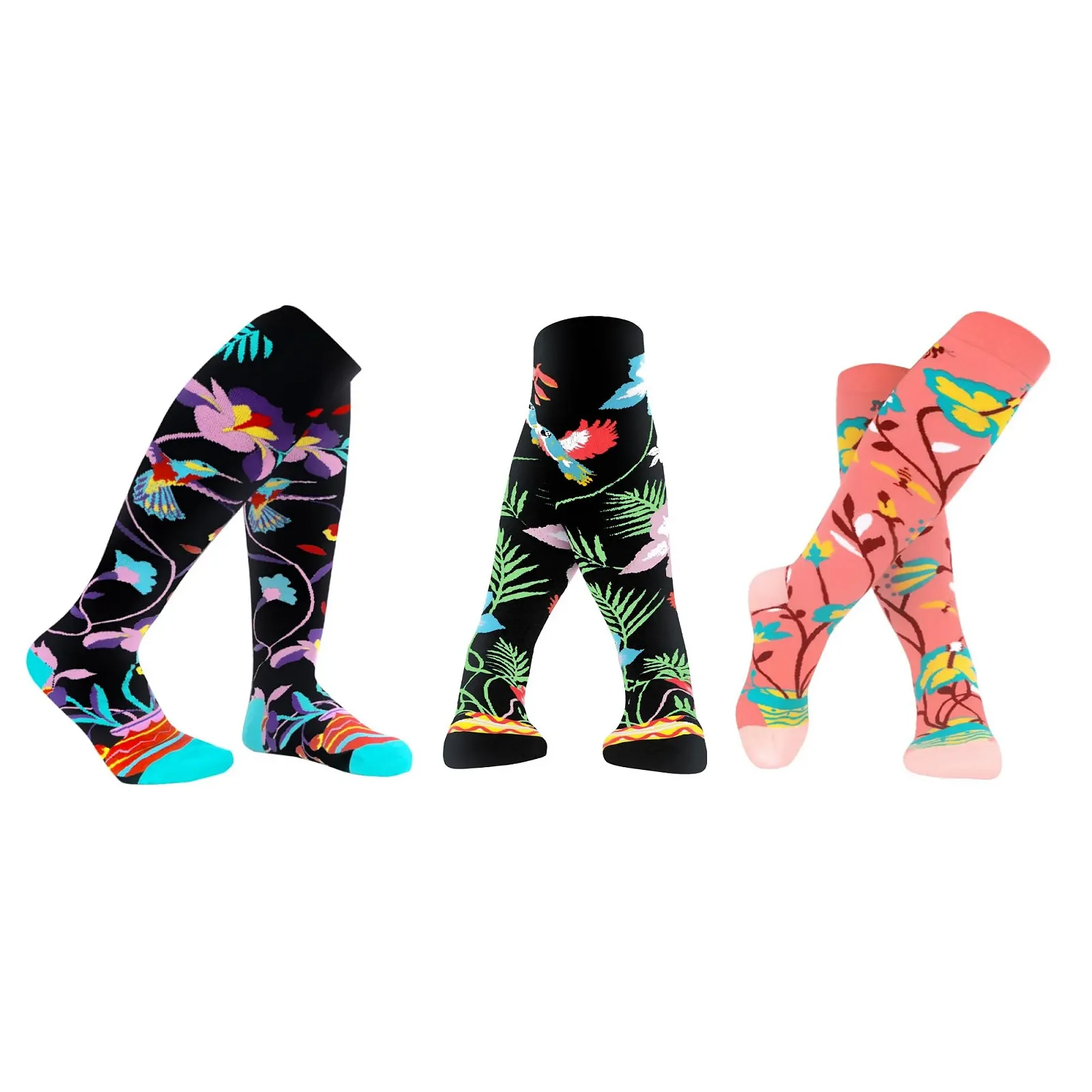 Кольорові шкарпетки до коліна MAKABO з візерунком для жінок, 3 пари, фото №1