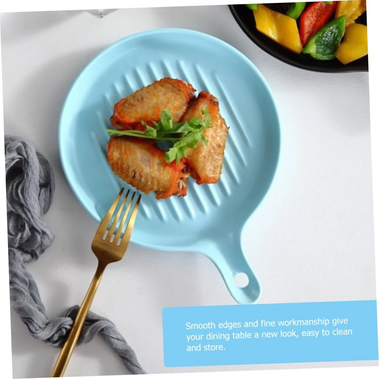 Форма для запекания Zerodeko с ручкой керамическая голубая, фото №4 Форма для запекания Zerodeko с ручкой керамическая голубая, фото №4