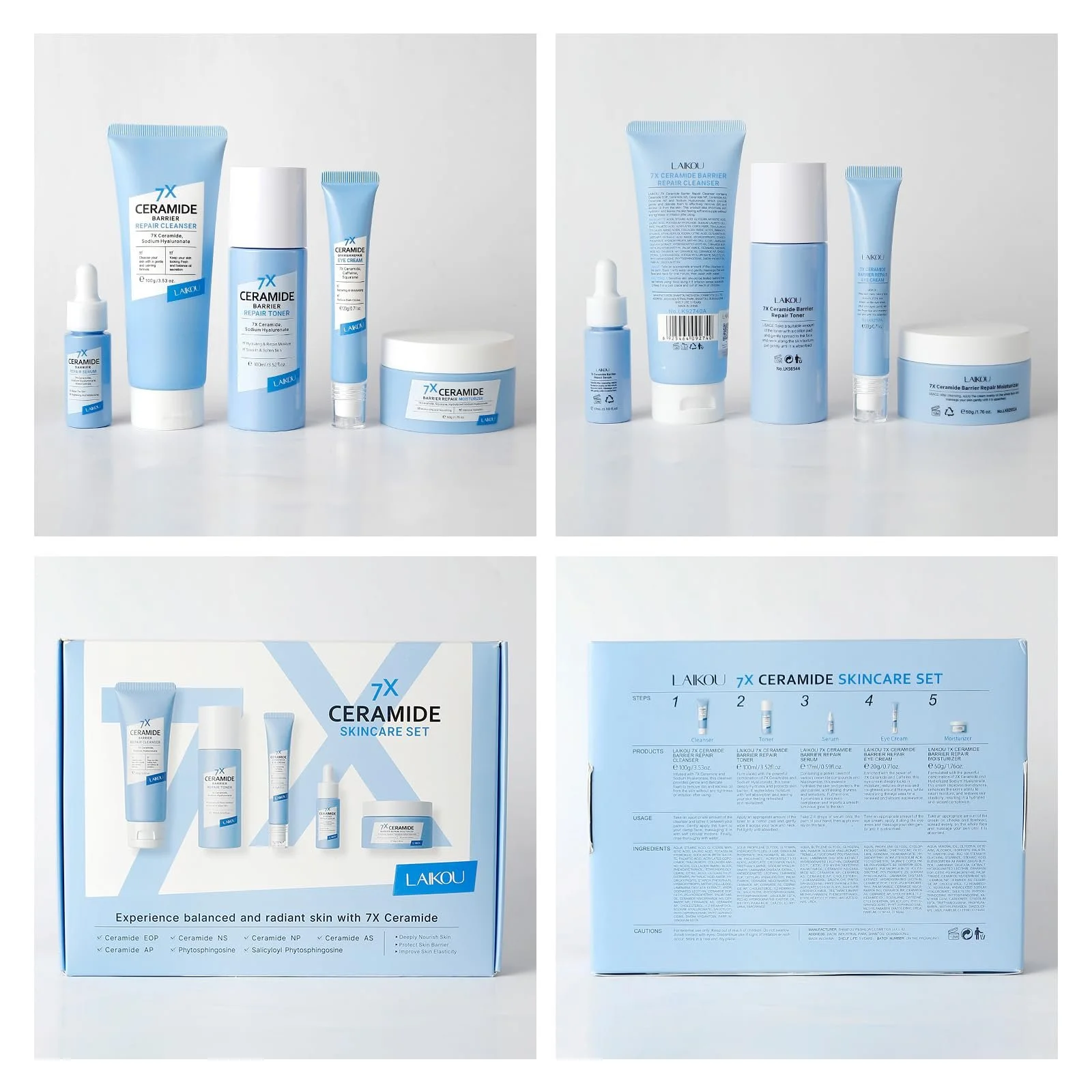 Набір для догляду за обличчям LAIKOU 7 x Ceramide, набір для догляду за шкірою для жінок з 5 предметів, фото №6
