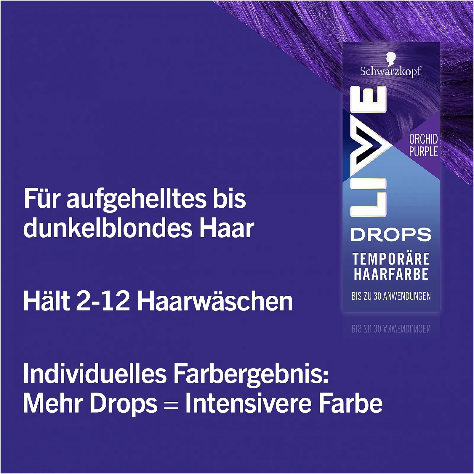 Тимчасова фарба для волосся Schwarzkopf Live Colour Drops Orchid Purple, 2 x 30 мл, фото №5 Тимчасова фарба для волосся Schwarzkopf Live Colour Drops Orchid Purple, 2 x 30 мл, фото №5