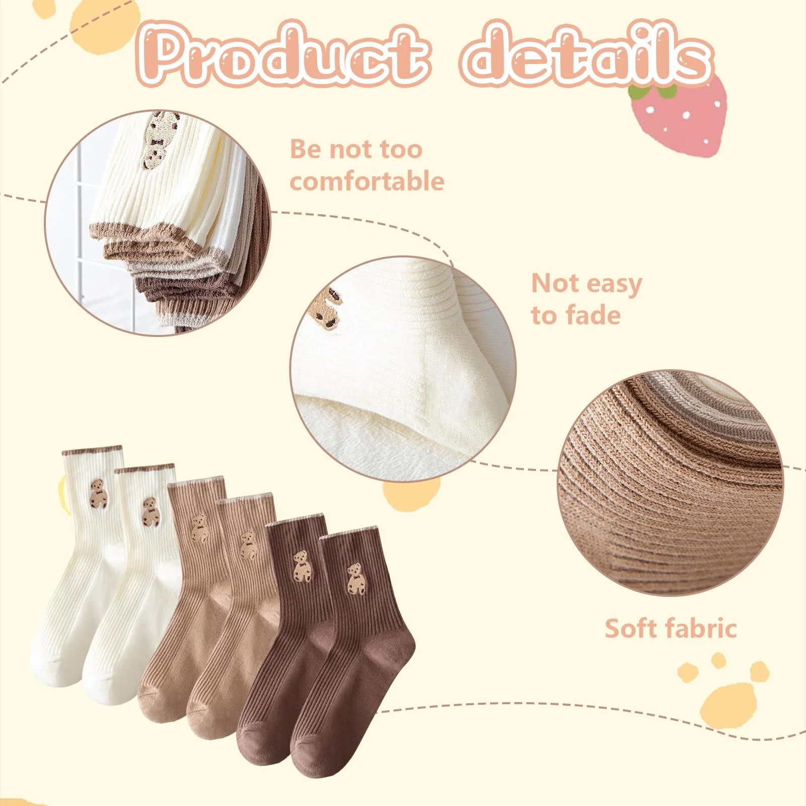 Жіночі шкарпетки Lilbitty з ведмедиком, 3 пари, фото №3