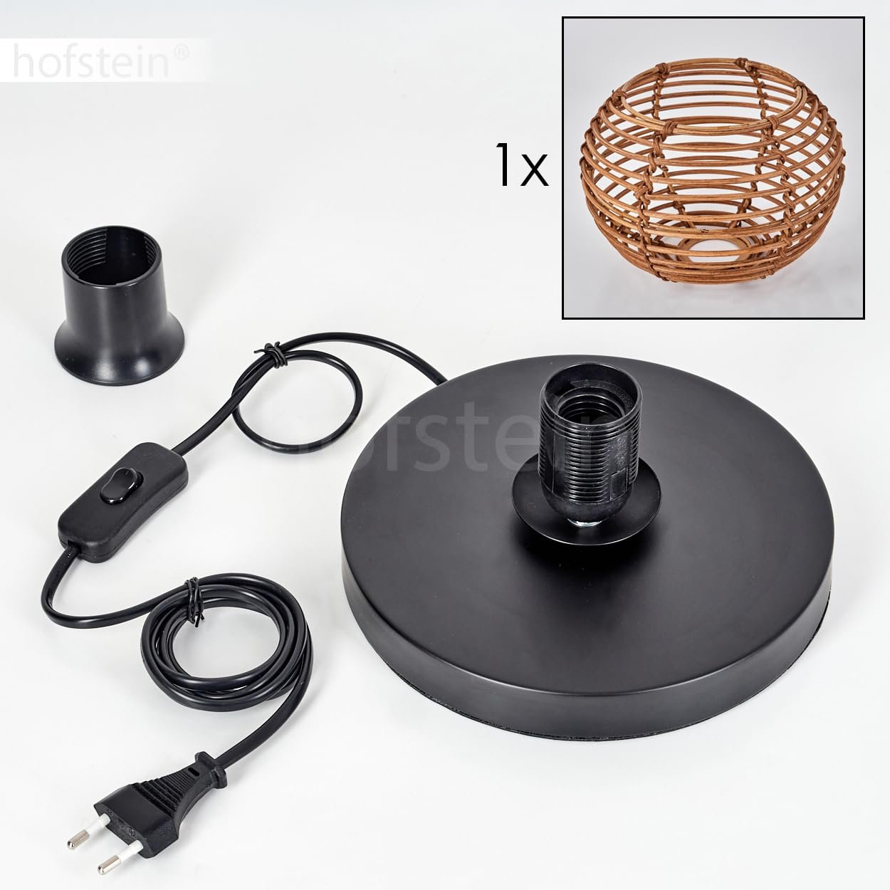 Настільна лампа Mulstrand Metal/Rattan Boho 20 см E27 Black/Brown, фото №6