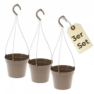 Набір підвісних кашпо GarPet пластикові 16х15 см 3 шт Тауп - Фото 1