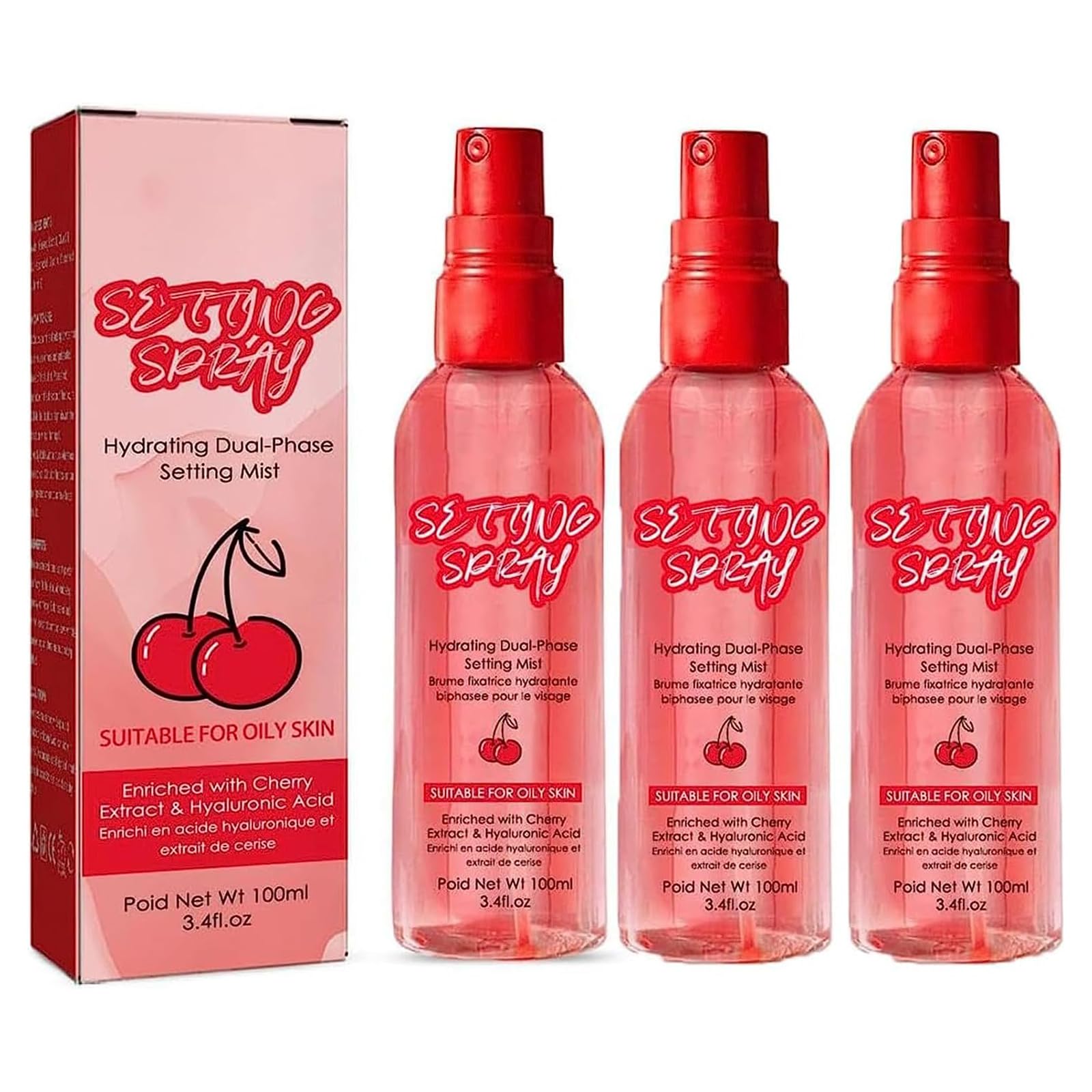 Спрей Makeup Hydrating Dual Phase Adjustment Mist Зволожуючий Анти-піт Спрей Проти потовиділення Довготривалий Зволожує шкіру Для всіх типів шкіри (Упаковка 3), фото №1