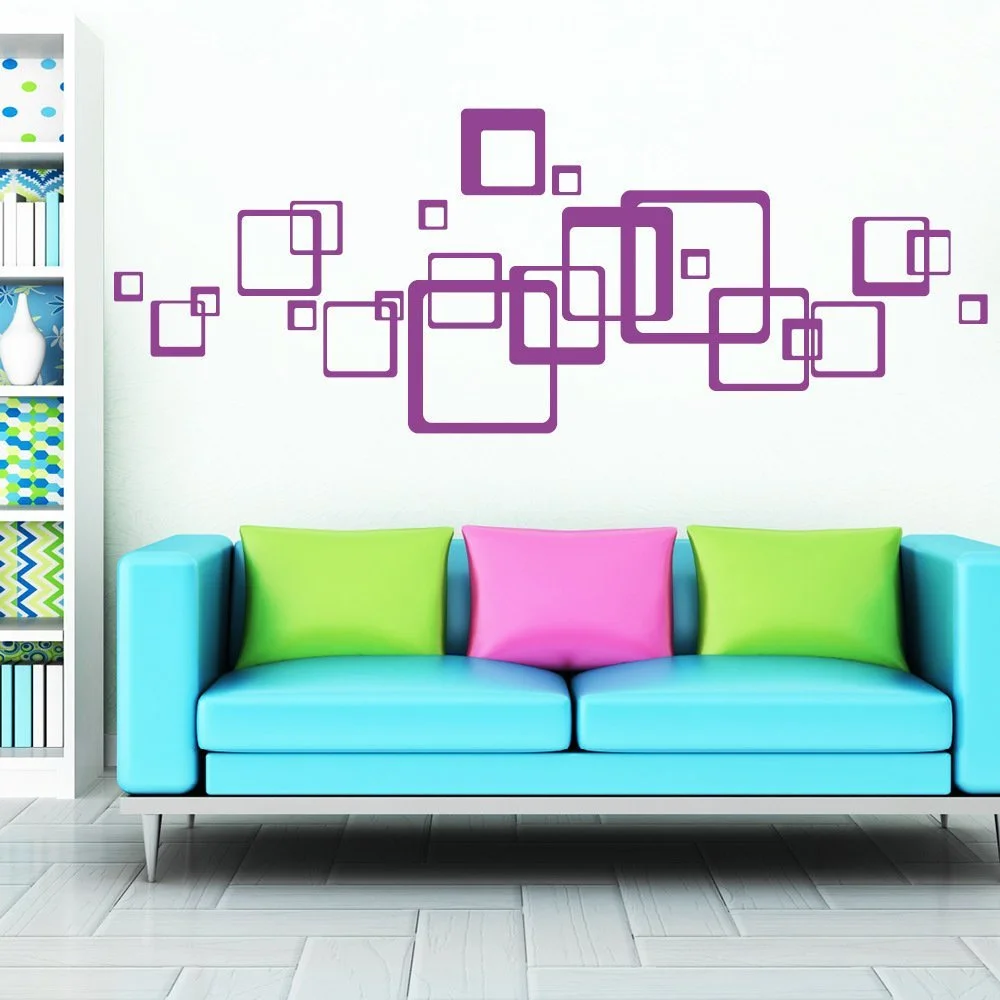 Наклейка на стену Wall Sticker Loft Square 23 шт. 30 цветов 26 x 26 см / 5 x 5 см, фото №1