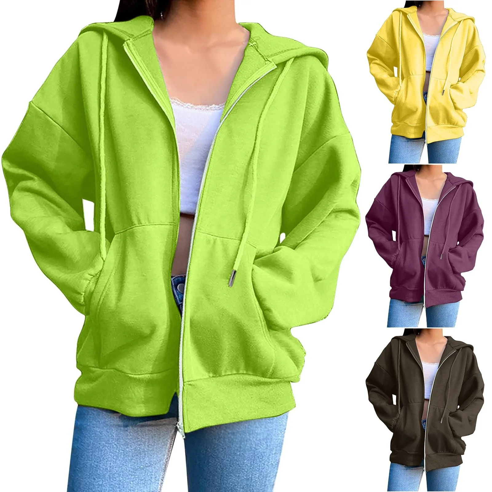 Женская Толстовка с капюшоном Спортивная Oversize Длинная Уличный стиль Повседневная На шнуровке На молнии Pilou Однотонная, фото №1 Женская Толстовка с капюшоном Спортивная Oversize Длинная Уличный стиль Повседневная На шнуровке На молнии Pilou Однотонная, фото №1