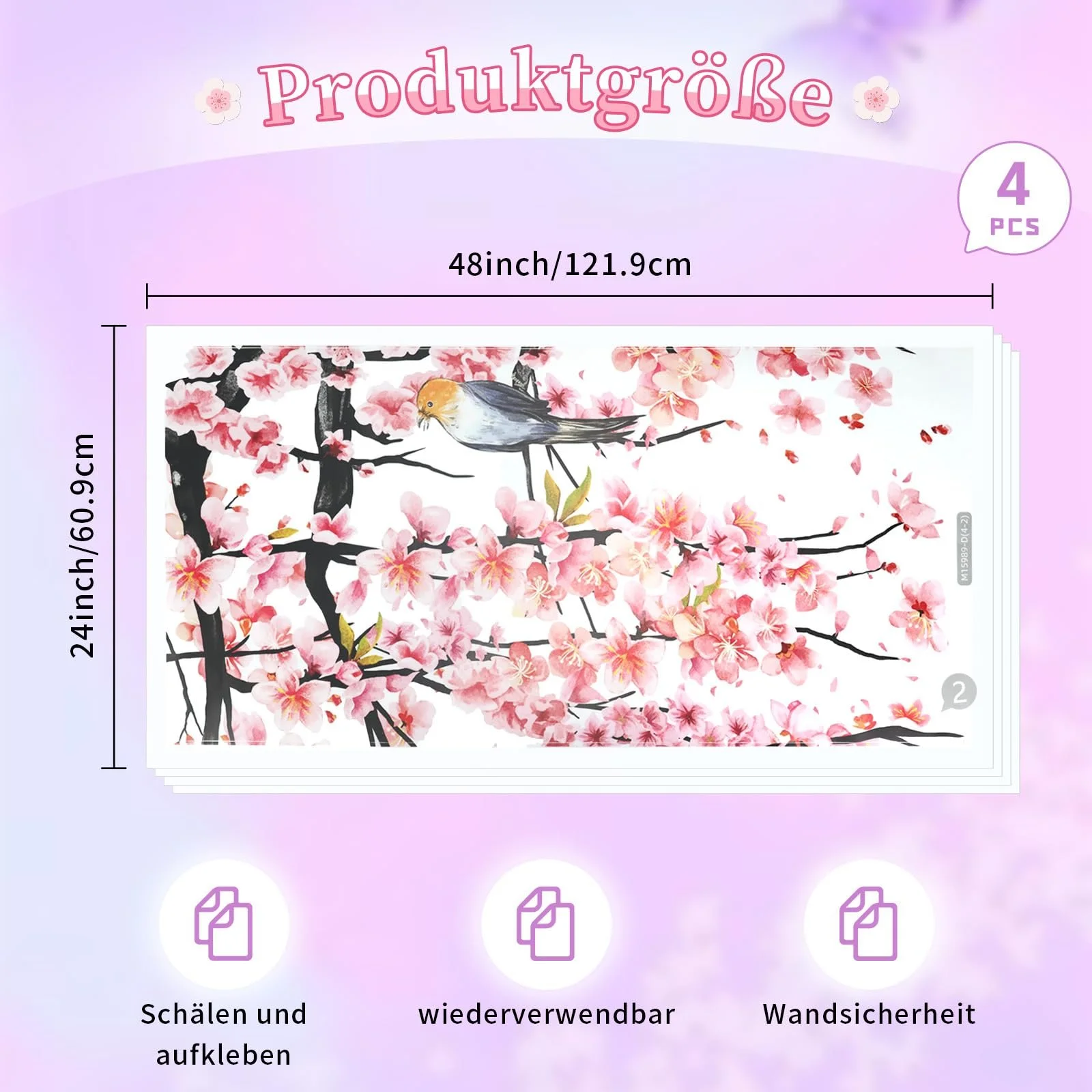 Набір наклейок на стіну Акварельні метелики 32 шт. Квітуча вишня Рожевий, фото №2