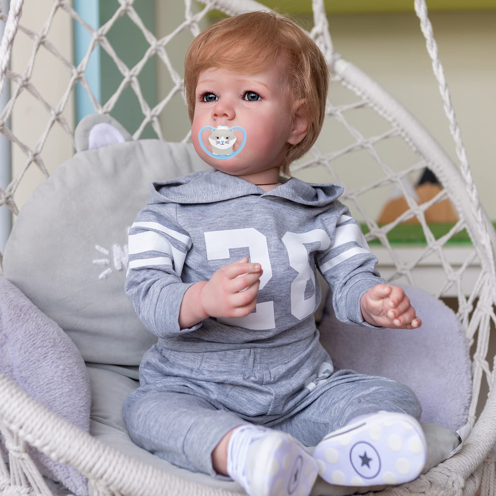 Кукла MineeQu Giant Lifelike Reborn Baby 28 Inch Мягкое утяжеленное тело Реалистичные новорожденные мальчики, фото №7
