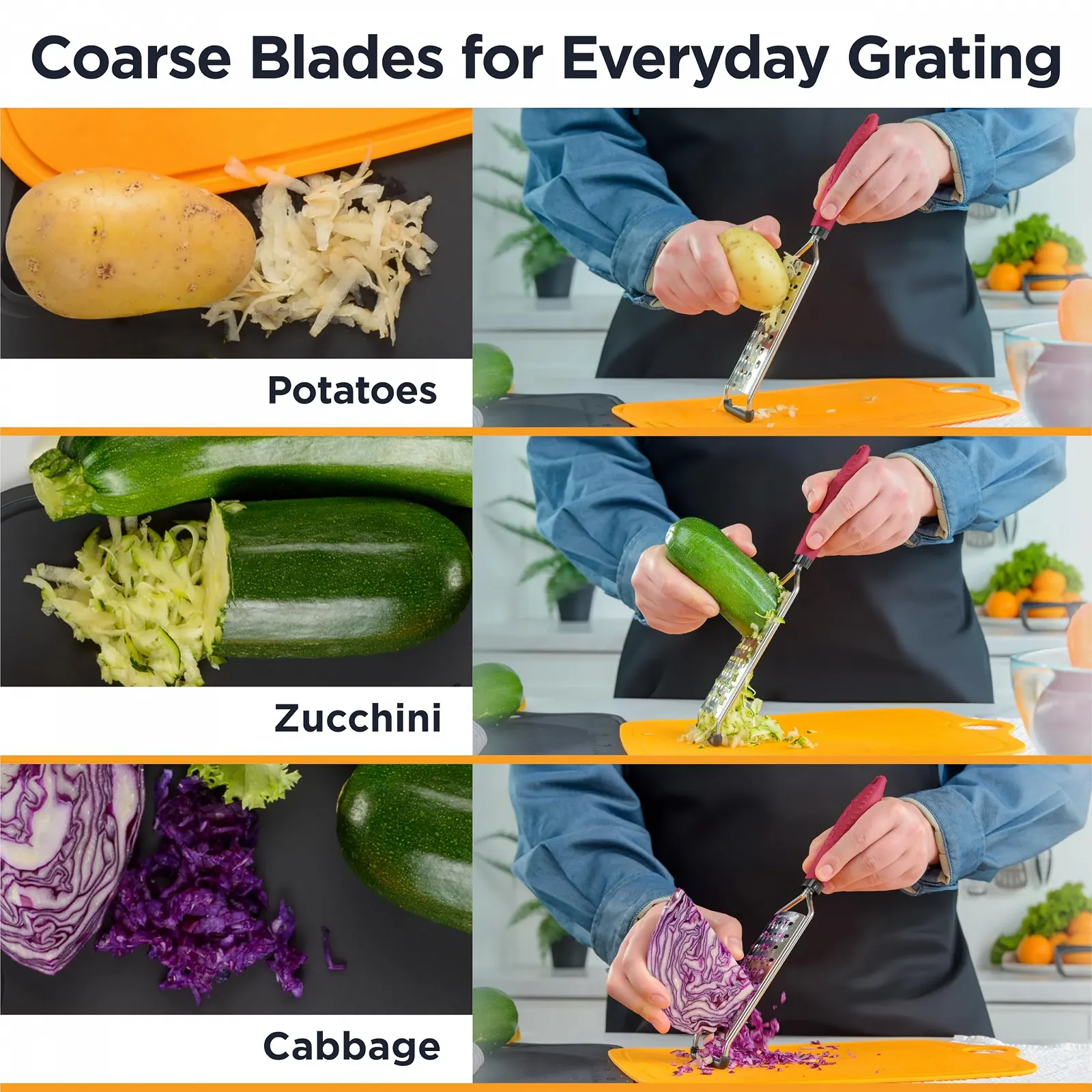 Терка Deiss Pro Coarse  для сиру ручна Гострі леза з нержавіючої сталі, нековзна ручка, фото №4