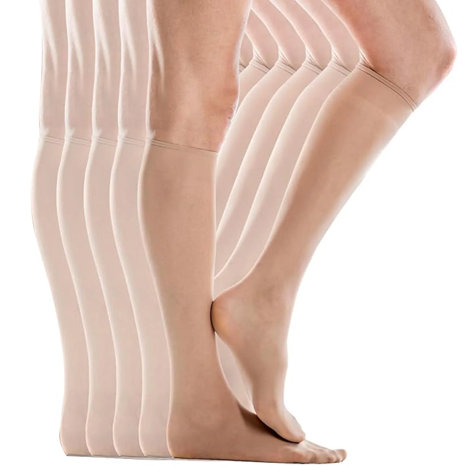 Гольфы SNDE Sheena15 Натуральный 5 пар, 15 ден, без давления, легкие, удобные, на каждый день, гладкий материал, один размер, фото №1