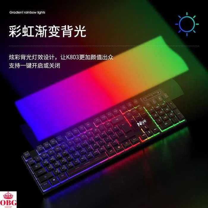 Ігрова клавіатура NIYE K803 / Механічна / USB / RGB підсвітка / UKR / Black, фото №5