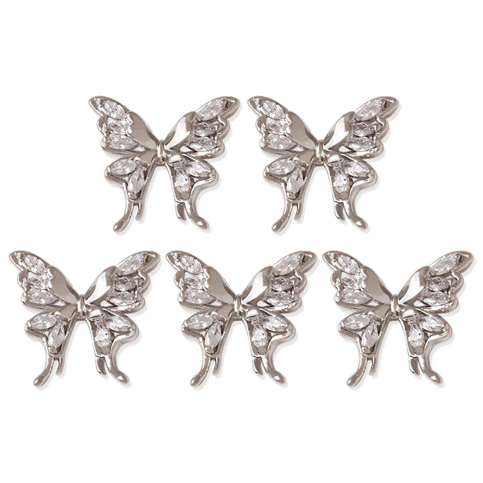 Стразы для ногтей, 5 шт, циркониевые, в форме бантиков, кристаллы, бриллианты, для украшения ногтей, фото №1