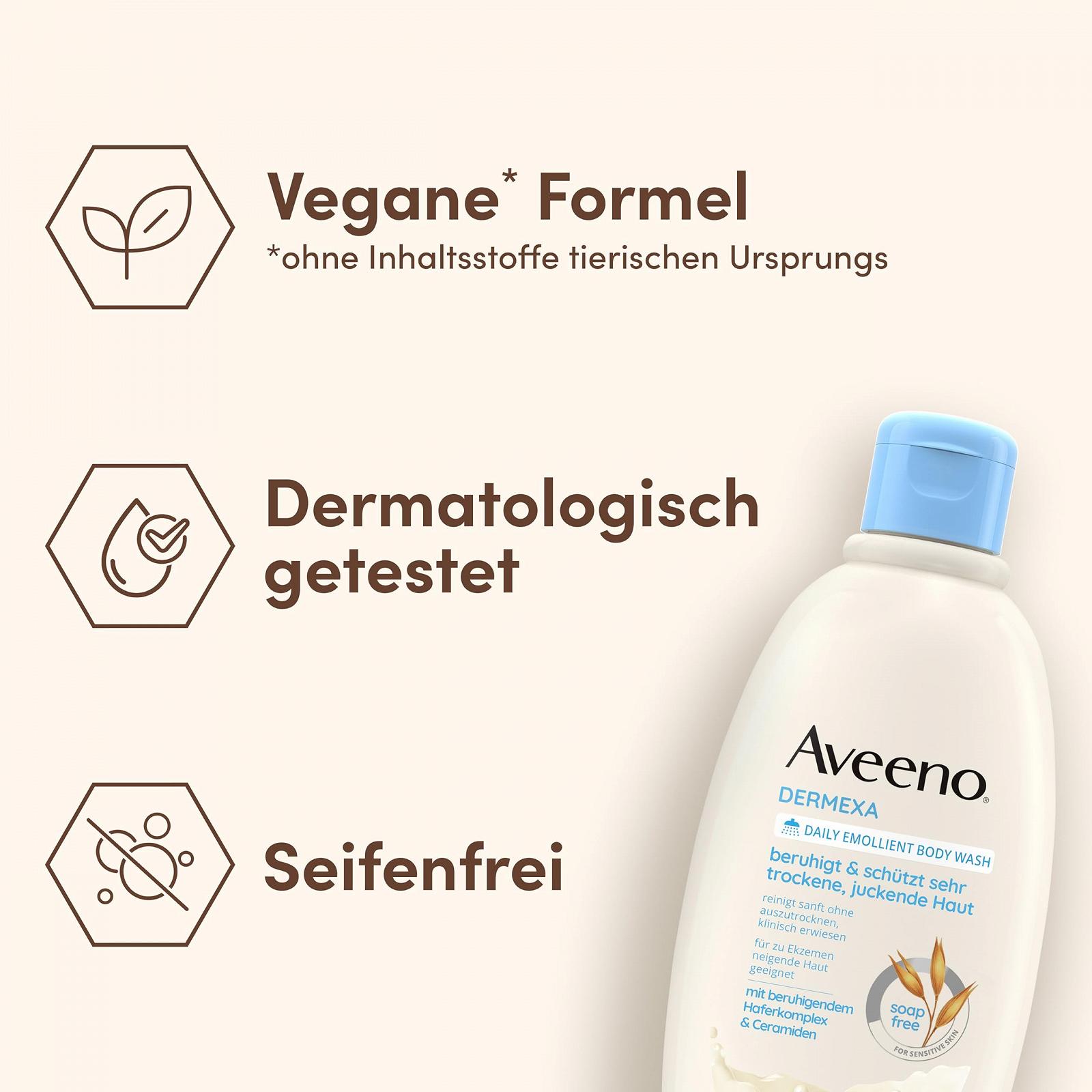 Крем-гель для душу Aveeno Dermexa Vegan для сухої та чутливої шкіри 300 мл, фото №4