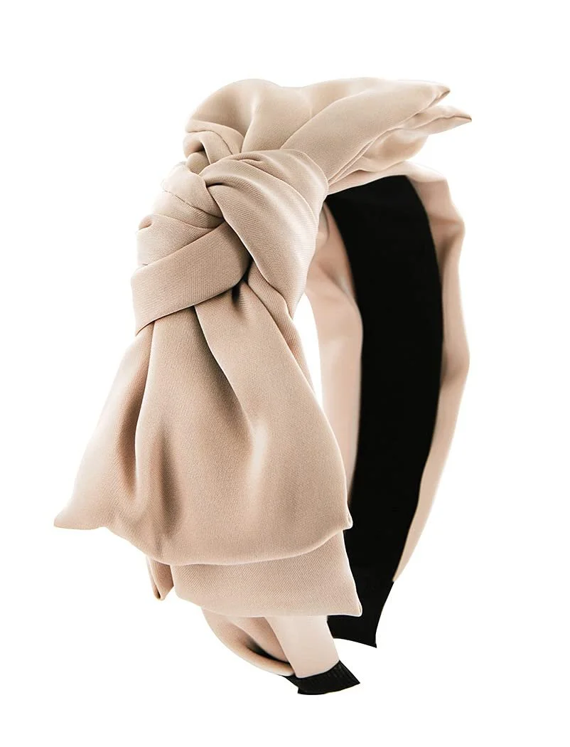 Обруч Axy HRS1A з великим подвійним атласним бантом 16 см x 7.5 см Бежевий, фото №4