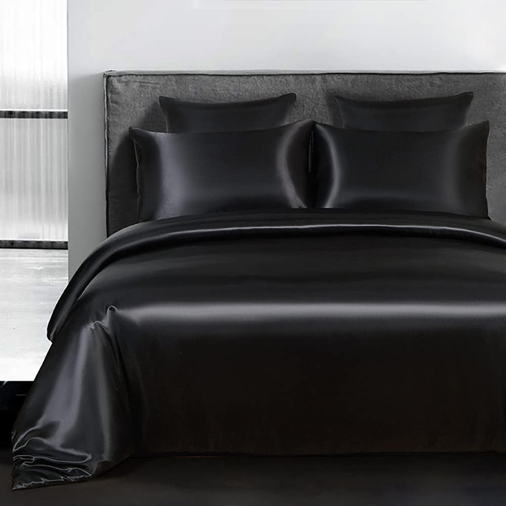 Комплект Постільної Білизни Satin Omela Літній 135 x 200 + 80 x 80 см Чорний, фото №1