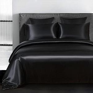 Комплект Постільної Білизни Satin Omela Літній 135 x 200 + 80 x 80 см Чорний - Фото 1