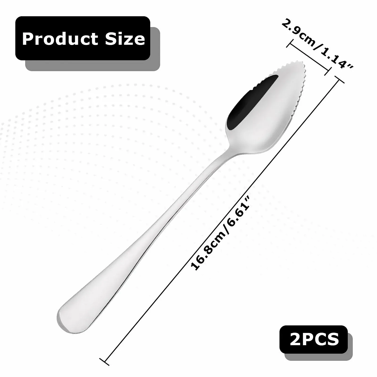 Ложка для грейпфрута з зубчиками Steel друк 2 шт, фото №2