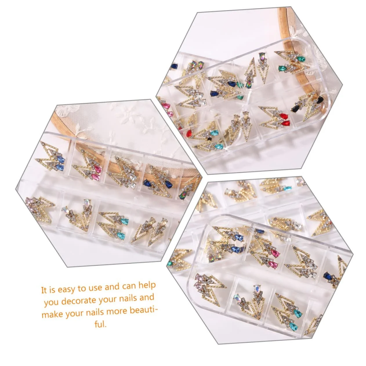 Украшения для ногтей FRCOLOR 48 шт., стразы, блестящие украшения для ногтей для стильных ногтей для маникюра, нейл-арта и вечеринок, фото №2