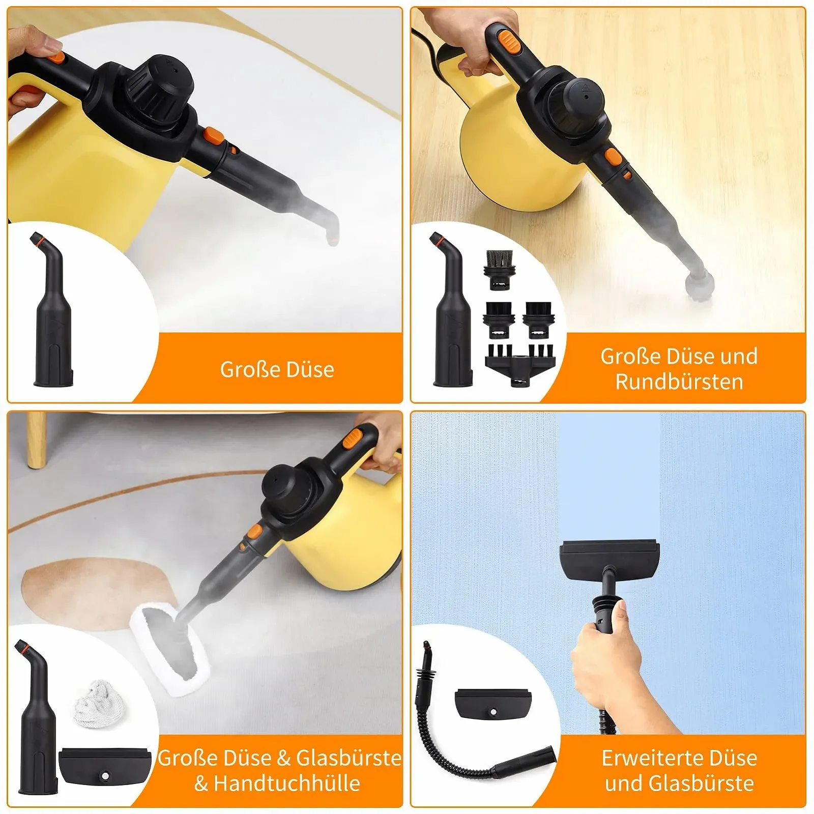 Багатофункціональний пароочисник ручний 1200 Вт, резервуар для води 450 мл, фото №5