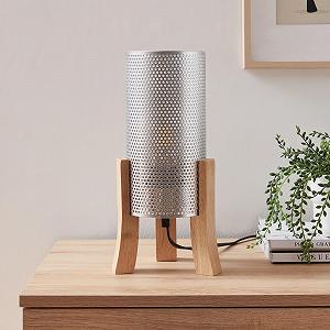 Настільна лампа lux.pro Joelleldsvin 30 x 14 x 14 см сітчастий плафон метал дерево Срібляста synthetic.ua - Фото 1