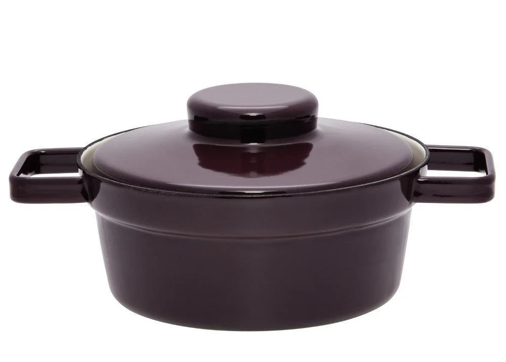 Кастрюля эмалированная Oberstdorf Gin 015 042 20 см 1,25 л темно-фиолетовая (импорт из Японии, упаковка и инструкция на японском языке), фото №1
