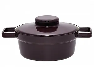 Кастрюля эмалированная Oberstdorf Gin 015 042 20 см 1,25 л темно-фиолетовая (импорт из Японии, упаковка и инструкция на японском языке) - Фото 1