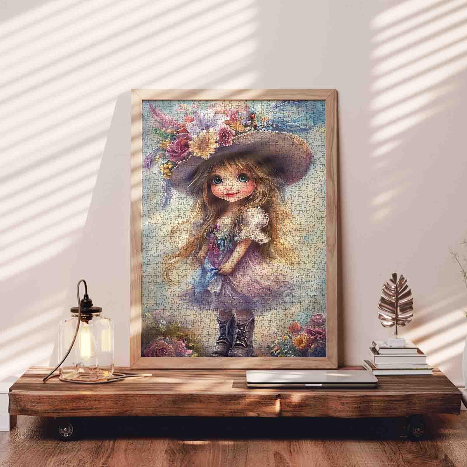 Пазл Tucocoo Fantasy Art Милая девочка 1000 деталей Flower Hat цветной 70 х 50 см, фото №3