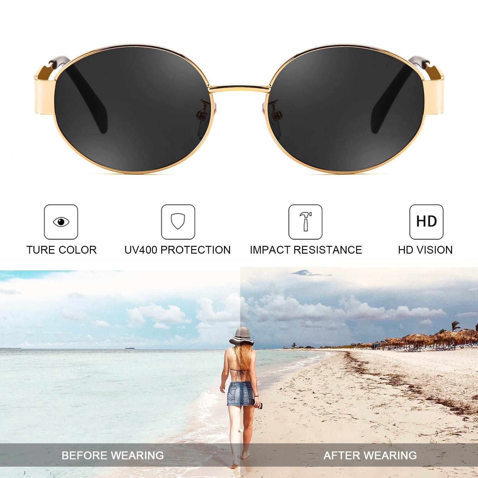 Овальные Солнцезащитные Очки FEISEDY Ретро B0124, фото №7