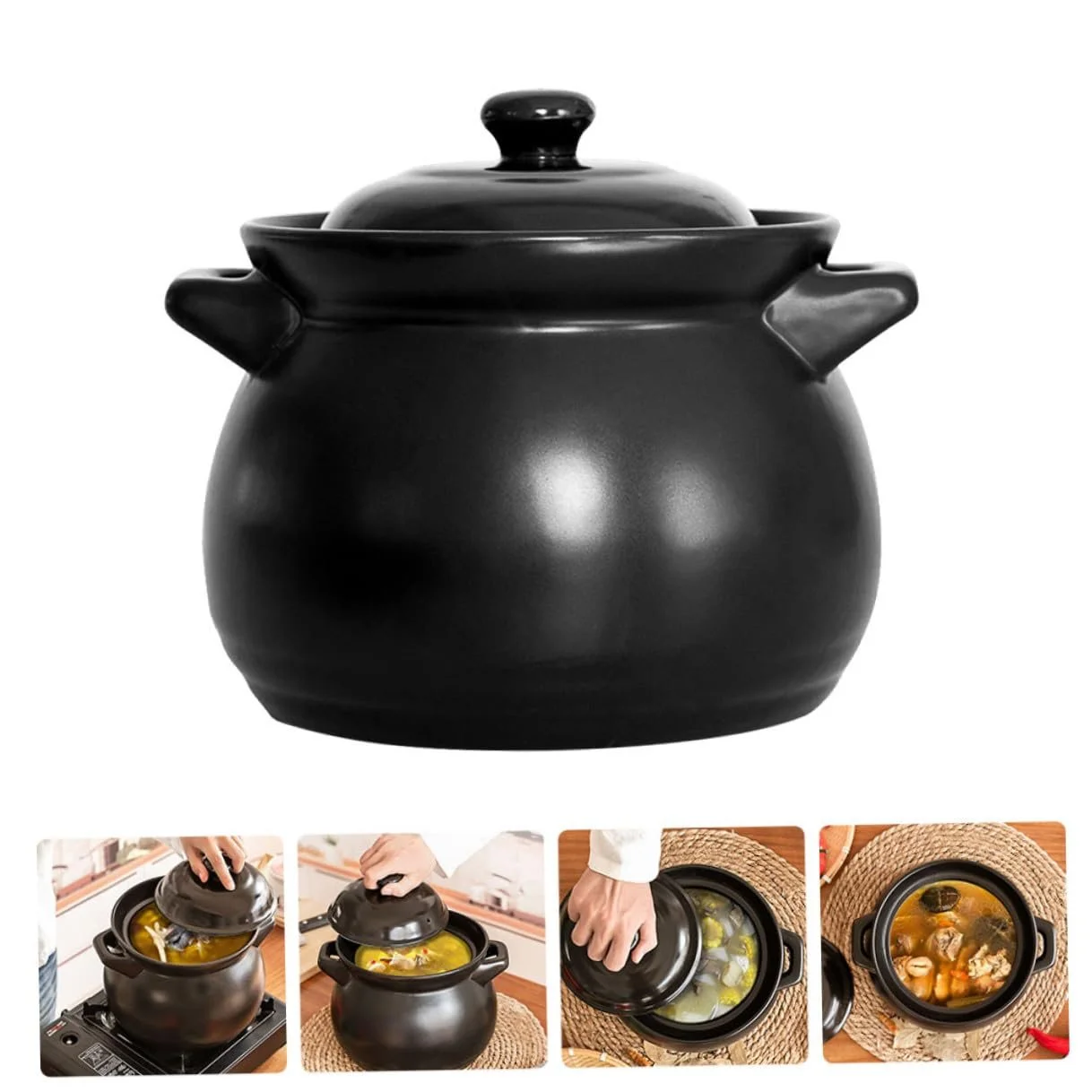 Горшок VALICLUD Керамический Мини Жаростойкий для тушения Black, фото №4