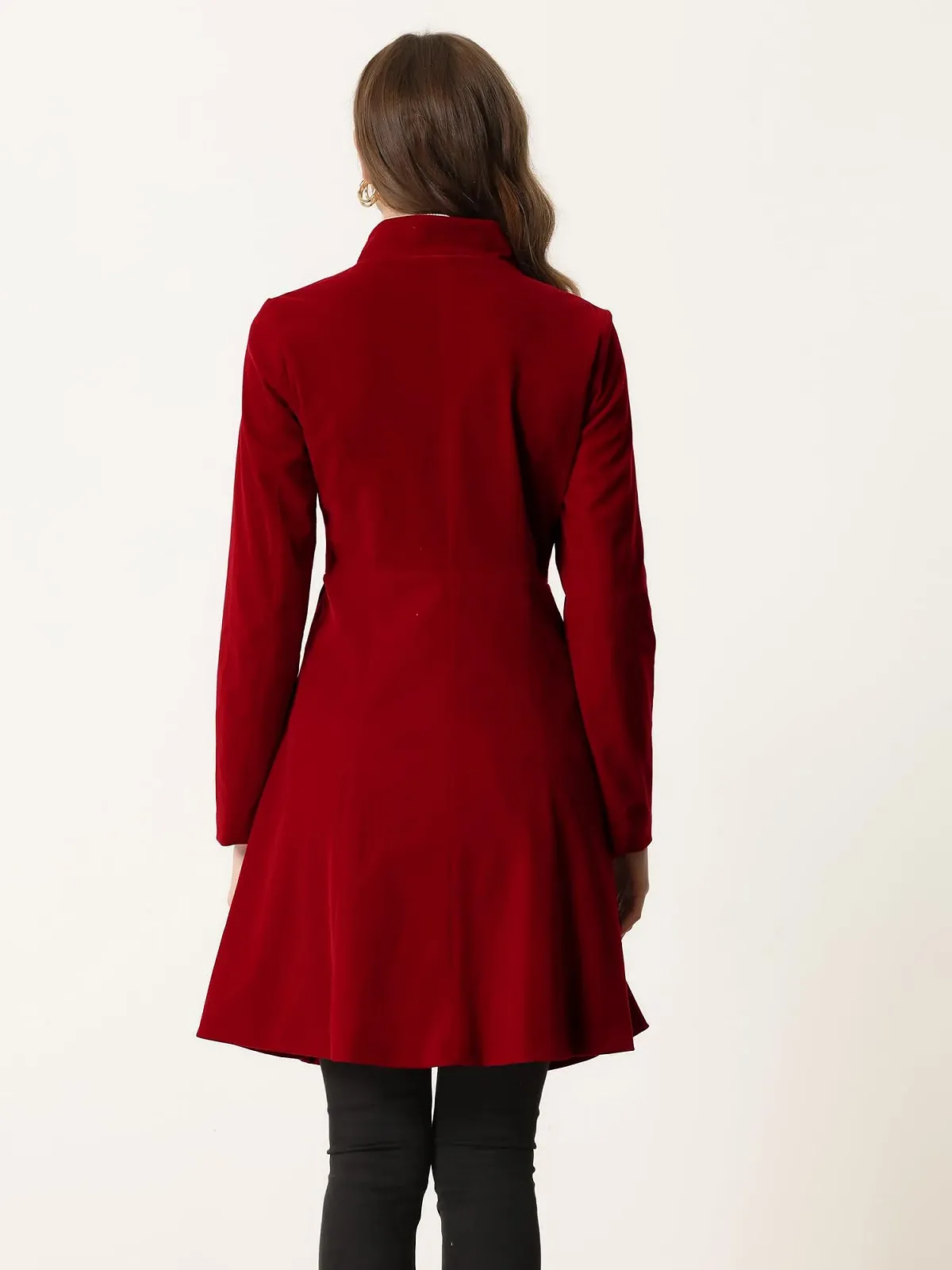 Пальто Allegra K Клеш Стойка воротник Двубортное Элегантный Бархат Alinie Зимнее, фото №4 Пальто Allegra K Клеш Стойка воротник Двубортное Элегантный Бархат Alinie Зимнее, фото №4