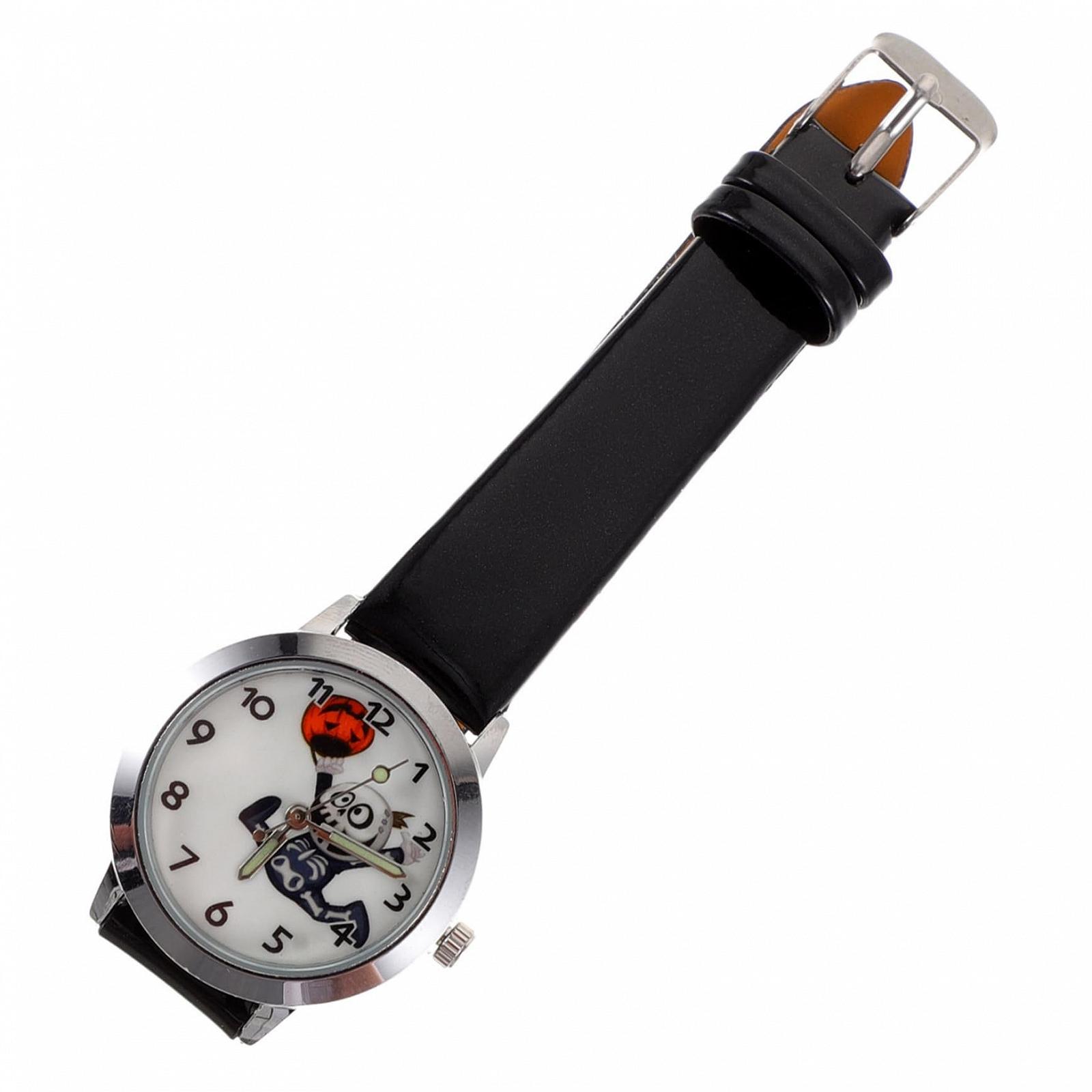 Часы LIFKOME на Хэллоуин, узор скелета, для мальчиков, девочек и взрослых, искусственная кожа, цинковый сплав, без драгоценных камней, фото №1