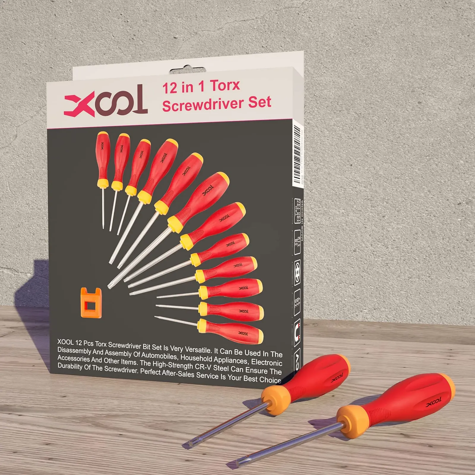 Набір магнітних викруток Torx XOOL 12 в 1 T5-T40 CRV сталь, фото №6