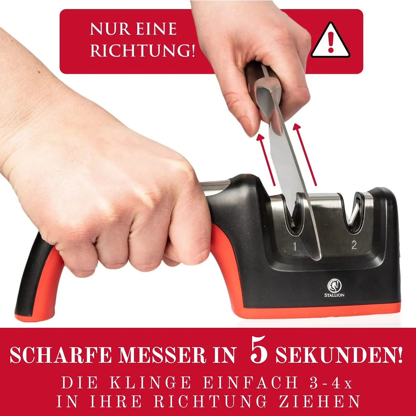 Точило для ножів STALLION Професійна Регульований кут заточування 15-25° Вуглецева сталь та кераміка, фото №3
