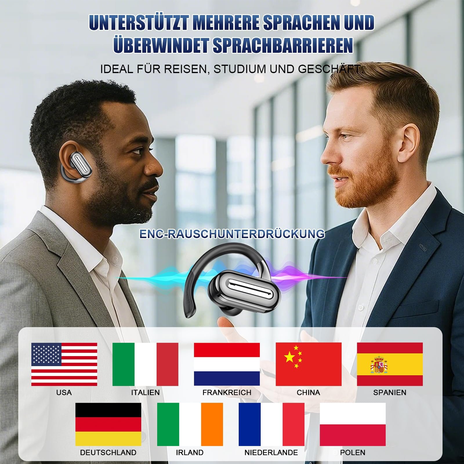 Навушники-перекладачі 3-в-1 для голосового перекладу, підтримка 126 мов, фото №2