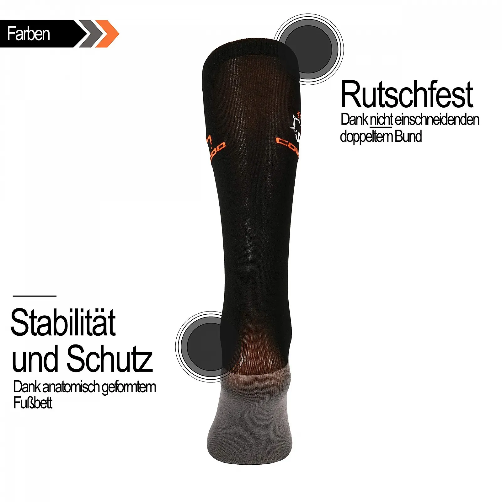 Шкарпетки для верхової їзди COMODO (3 пари) Чорний, 39-42, фото №4 Шкарпетки для верхової їзди COMODO (3 пари) Чорний, 39-42, фото №4