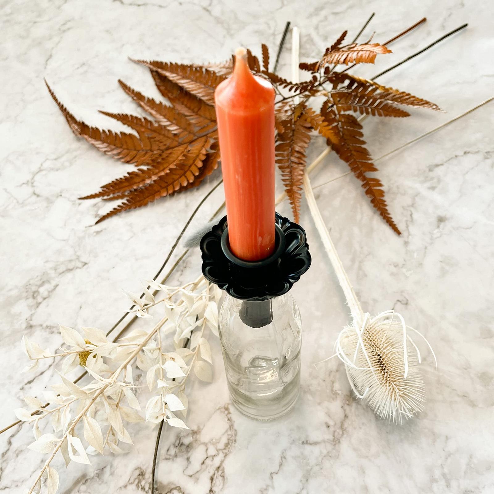 Підсвічник Candle Holder Round and Rosette Rosette Чорний, фото №7