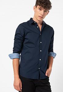 Рубашка Jack&Jones JJEPLAIN AOP L/S STS 12189770 Темно-синий M - Фото 1
